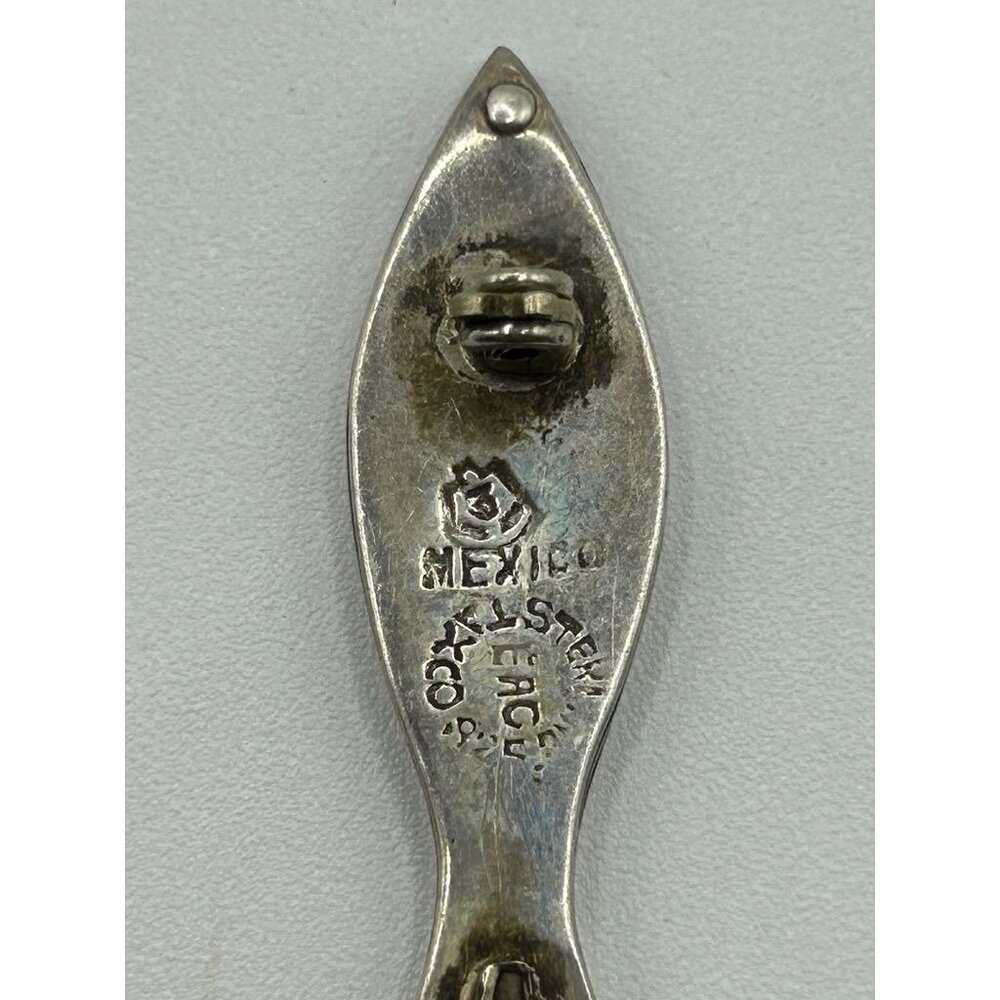 Taxco Mexico 925 Sterling Silver Copper Onyx Inlay Modernist Fish Brooch Pin - Picture 4 of 5